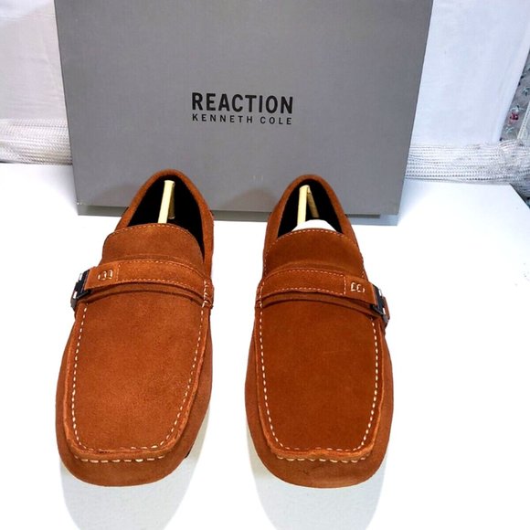 Kenneth Cole Mens loaf Rust Rouille Teja Suede 10 1/2 Driving shoes New in Box